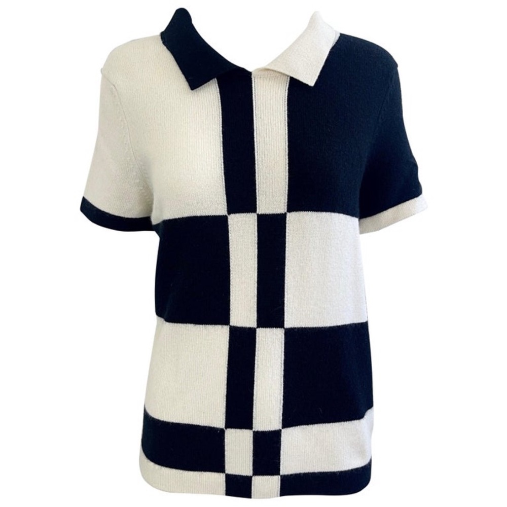 Chanel 2012 resort cashmere polo sweater check